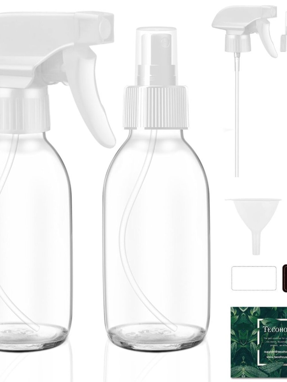 Small Glass Spray Bottle 4 OZ, 2 Pack Empty Clear Glass Spray Bottles